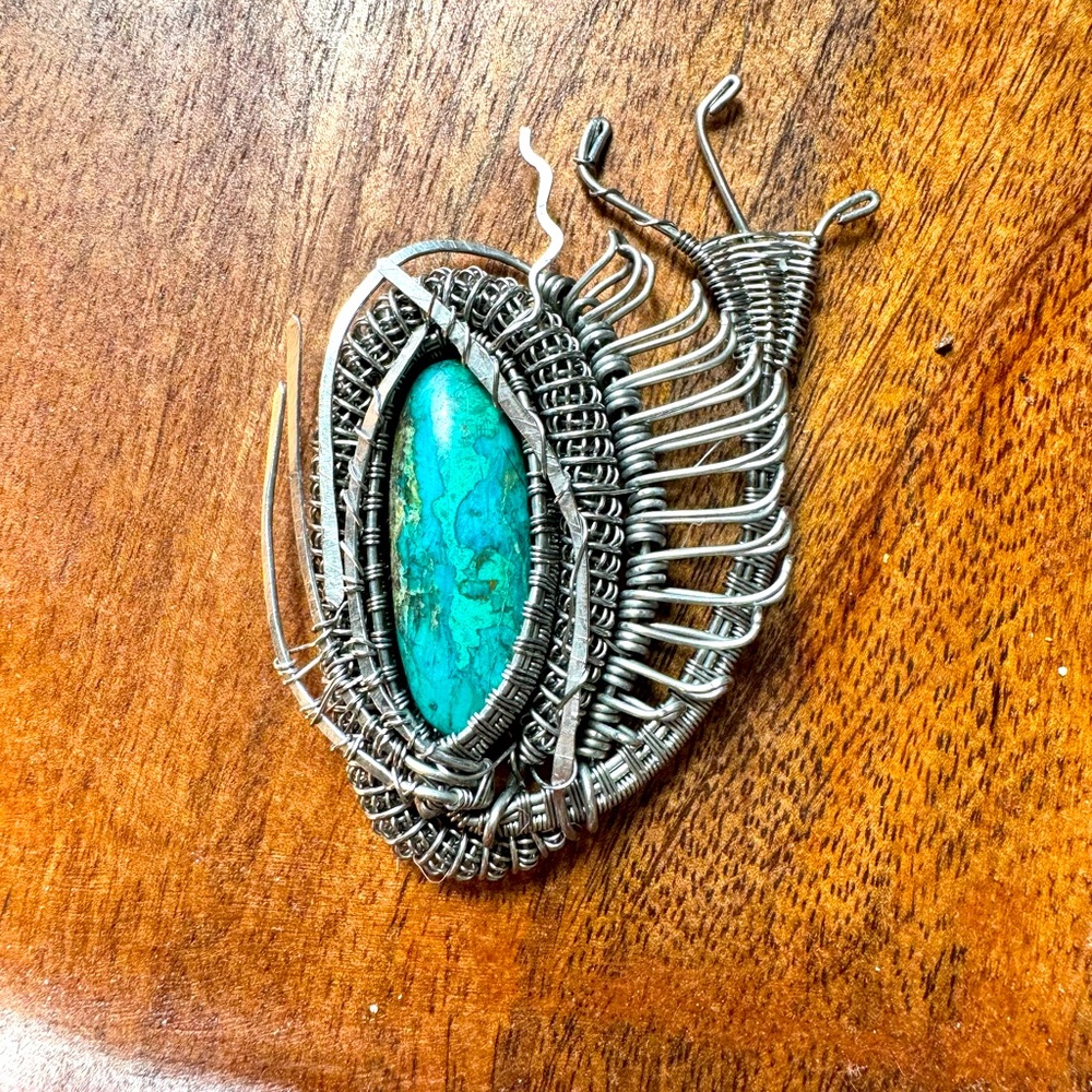 Hand Wrapped Pendant with Turquoise